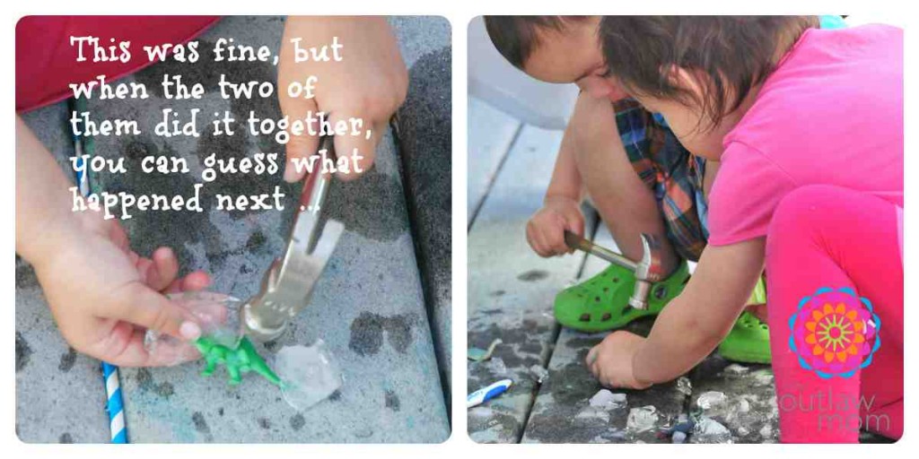 Outlaw Mom Fun With Ice Dinosaur Excavation dinosaur ice excavation activity for kids